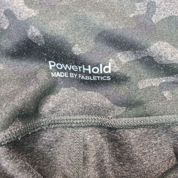 Fabletics Powerhold Camo Leggings Women's Medium Black‎ Gray Gym Running Hiking - Picture 4 of 8